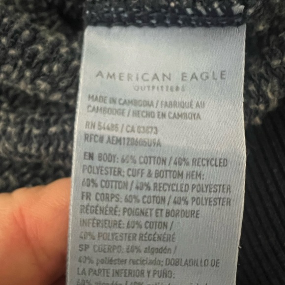 American Eagle Outfitters Dark Blue Henley Sweatshirt - Picture 8 of 8